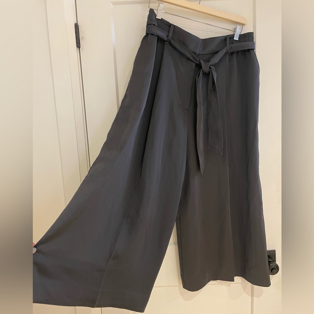 Club Monaco Black Wide-Leg Tie-Waist Pants